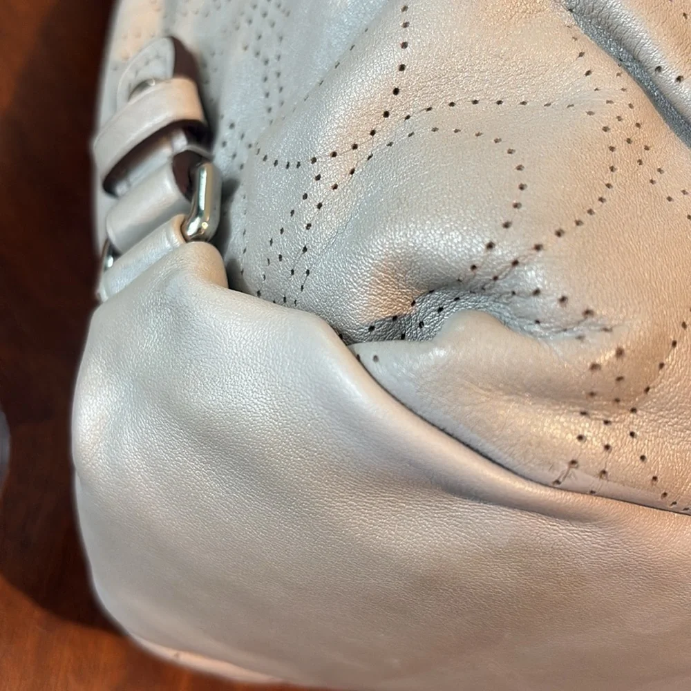 Coach   Brooke perforated, monogram leather convertible satchel shoulder bag EUC